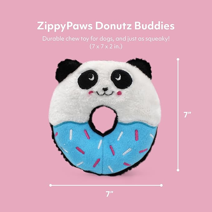 ZippyPaws Donutz Buddies Interactive Pet Toys - Donut Dog Hide and Seek Toy, Puppy Toys, Colorful Squeaky Dog Toys, Panda (ZP1035)