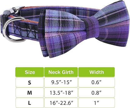 Faleela Soft &Comfy Bowtie Dog Collar,Detachable and Adjustable Bow Tie Collar,for Small Medium Large Pet (Purple, Medium (Pack of 1))