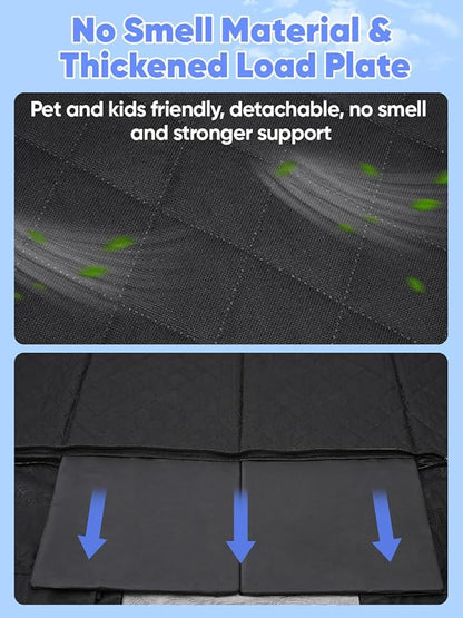 Turosur Dog Car Seat Cover for Back Seat with Hard Bottom Removable Stand Waterproof Dog Hammock for Car Travel Bed Pet Backseat Extender Protector for SUV Small Truck Holds 700 lbs