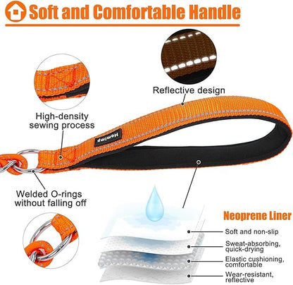 HOMIMP Chew Proof Dog Leash for Medium Large Dogs, Reflective 6 FT Heavy Duty Metal Chain Dog Leashes with Soft Padded Handle, Anti Bite Durable Rope Leashes for Pitbull, Non Chewable