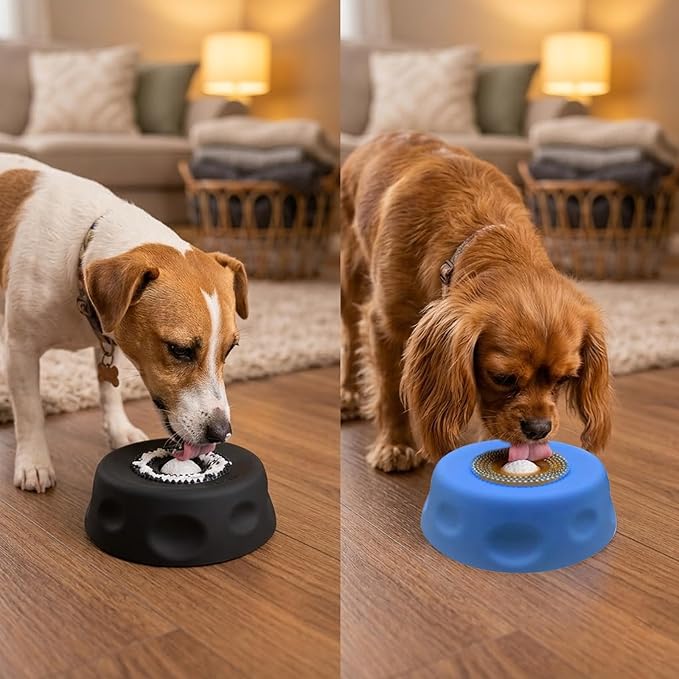 PuPa Paws Lick Bowl, Paw Calm Slow Feeder Dog Bowls for Liquid Treats, Interactive Non-Slip Dog Licking Toy Bowl, Enrichment Toy for Boredom & Anxiety Relief, Spatula & Cleaning Brush Set
