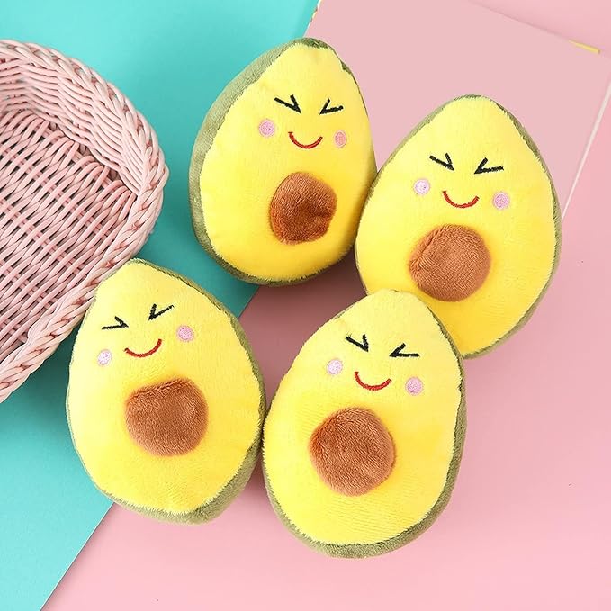 Yellow Dog Chew Toy, Avocado Squeaky Dog Toys,Tough and Chew Resistant, Creative Pet Toy,Soft Plush Avocado Shape Tooth Cleaning for Puppy, Small, Middle, Big Dogs Toys,Squeak Toys