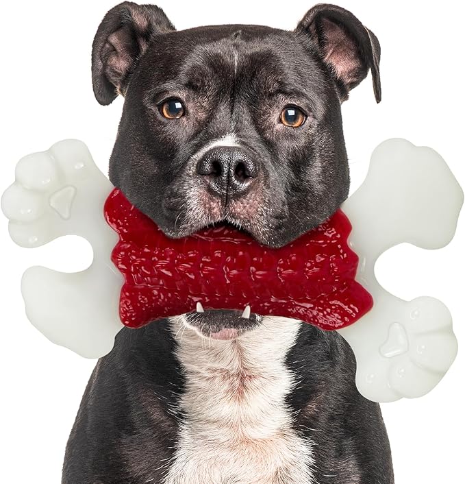 Dog Toys for Aggressive Chewers, Dog Toys for Large Dogs, Indestructible Dog Bones for Aggressive Chewers, Tough and Durable Dog Chew Toy, Real Bacon & Beef Flavors (Beef)