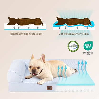 EHEYCIGA XXL Dog Bed Memory Foam, Orthopedic Giant Dog Bed Jumbo with Washable Removable Cover, Waterproof Pet Sofa Couch with Nonskid Bottom, 48x35x7.5, Washblue