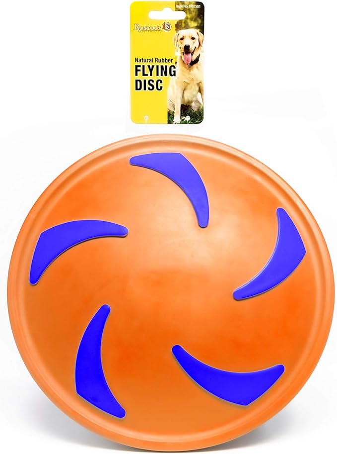 Roscoe's Pet Products Natural Rubber Flying Disc Toy for Dogs. Safe and Non-Toxic.