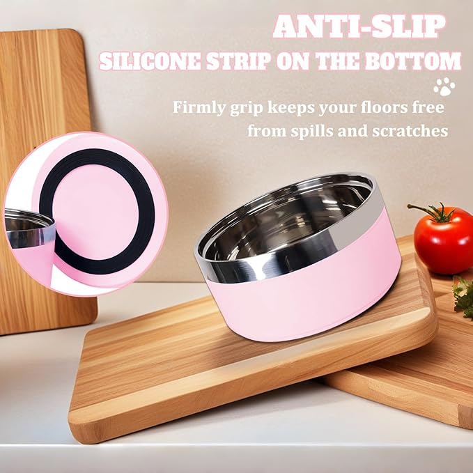Personalized Dog Bowls with Name, Engraved Stainless Steel No Slip Food Water Bowl for Dogs Cats,Custom 25oz/35oz/53oz Bowl for Small/Medium/Large Pets