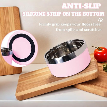Personalized Dog Bowls with Name, Engraved Stainless Steel No Slip Food Water Bowl for Dogs Cats,Custom 25oz/35oz/53oz Bowl for Small/Medium/Large Pets
