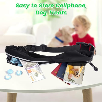 Caudblor Waist Leash for Medium Large Dog Walking, Bungee Hands Free Leash with Zipper Pouch, Around The Waist No Pull Running Dog Belt, Padded Handle Jogging No Hands Heavy Duty