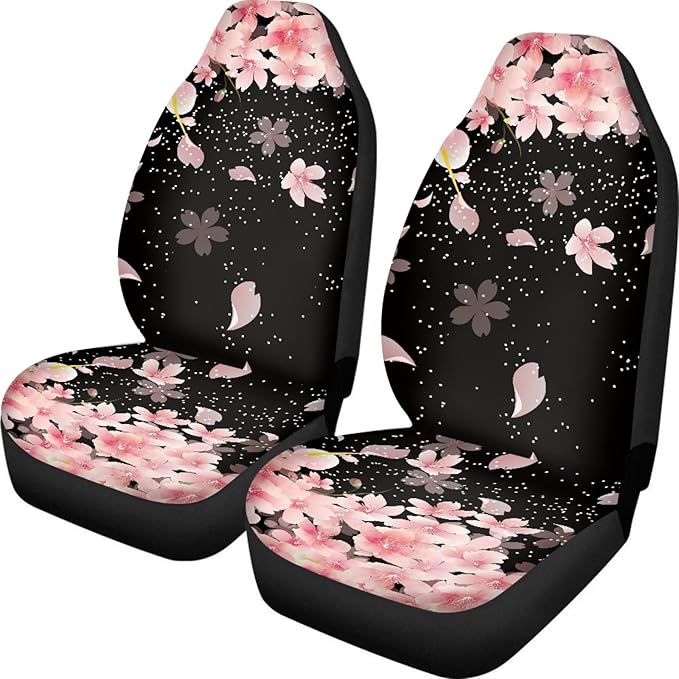 Cherry Blossoms Print Car Seat Covers for Women,Breathable High Back Front Seat Protector Universal Fit for Most Cars,SUVs,Sedan,Truck or Van
