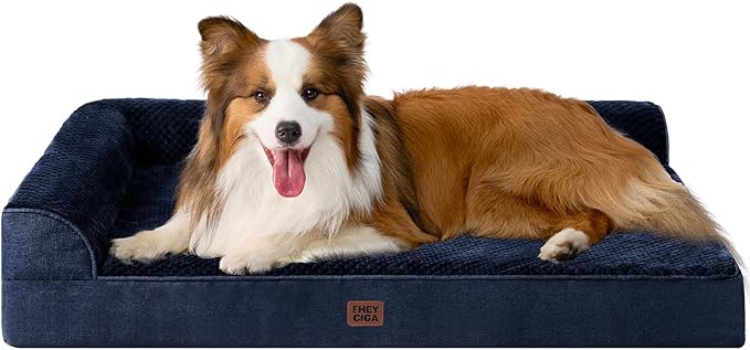 EHEYCIGA XL Dog Bed Memory Foam for Crate, Extra Large Dog Bed Orthopedic with Washable Removable Cover, Waterproof Pet Sofa Couch XLarge Size Dogs, 41x27x6.5, Navy Blue