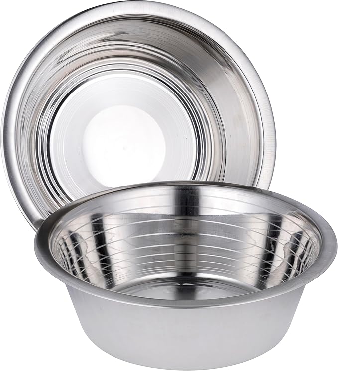 Bosky 2 Pack Stainless Steel Dog Bowls 8.8" Diameter for Food or Water ~ Ideal for Use on Floor or for Elevated Pet Feeder Stands (8 Cups)