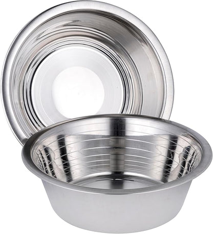 Bosky 2 Pack Stainless Steel Dog Bowls 8.8" Diameter for Food or Water ~ Ideal for Use on Floor or for Elevated Pet Feeder Stands (8 Cups)