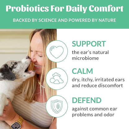 SKOUT'S HONOR Probiotic Dog Ear Cleaner Solution with Aloe Vera - Alcohol-Free, Fragrance-Free, Non-Medicated Ear Wash for Dogs - Microbione Friendly Certified, 4 oz., 2-Pack