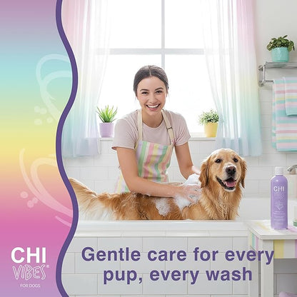 CHI Vibes for Dogs Soothing 2-in-1 Dog Shampoo & Conditioner, Sensitive Skin Cleanser + Dog Deodorizer for Puppies & Adults, Vegan pH Balanced, Gluten & Paraben Free, Made in The USA, 12 Fl Oz