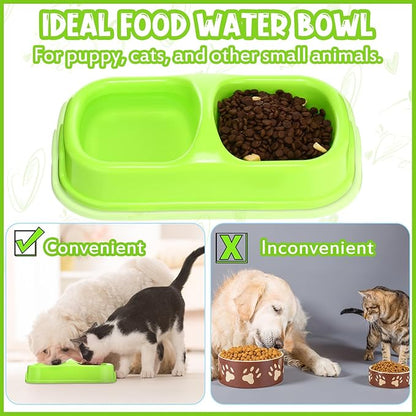 Hsei 12 Pieces Plastic Cat Dog Food Water Bowl Set Double Pet Dog Food Bowl for Kennel Cattery Small Medium Size Cats Puppies, 3 Assorted Colors