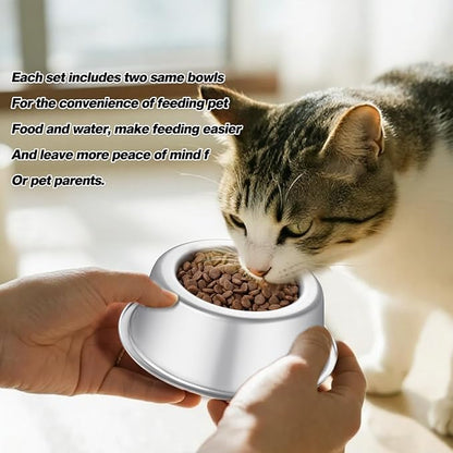 Premium Stainless Steel Pet Bowls with Cute Paw Design, Non-Slip Dog & Cat Food Water Bowls, Durable & Easy-to-Clean Feeding Dishes for Small/Medium Pets, Set of 2 pet-Bowls, Raised-pet-Bowls