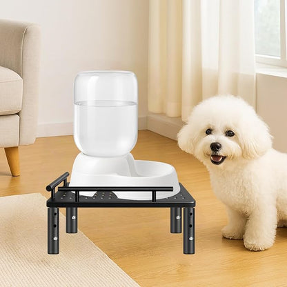 Dog Water Bowl Dispenser Stand & Metal Holder Compatible with Automatic Feeders & Water Dispensers - Adjustable Height, Raised Elevated Platform for Cats, Small & Medium Dogs