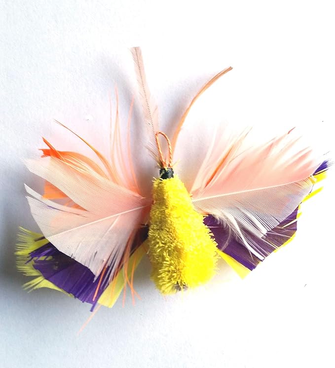 2 Inch Handmade Cat Toy Teaser Wand Refill Butterfly - Yellow Natural Material Toy, Hunting Instinct Play, Interactive Exercise Attachment for Indoor Cats