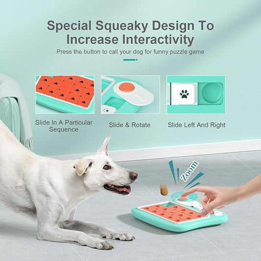 Dog Puzzle Toys,Interactive Treat Puzzle Dog Toy for IQ Training & Mental Stimulating,Treat Puzzle Dispensing with Squeaky Design for Large Medium Small Smart Dogs