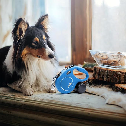 FLEXI New Classic Cord Retractable Dog Leash for Small Dogs up to 26 lbs. – 16 ft., Blue | Tangle-Free Pet Walking Leash with One-Handed Brake, Pause, Lock|German Quality Product