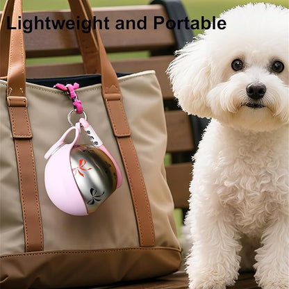 Dog Travel Water Bottle,2-in-1 Portable Dog Water Bottle with Foldable Silicone Bowl,Stainless Steel Bottle & Silicone Bowl,Compact Puppy Drinking Bottle,for Pets Outdoor Walking, Hiking, Travel (C)