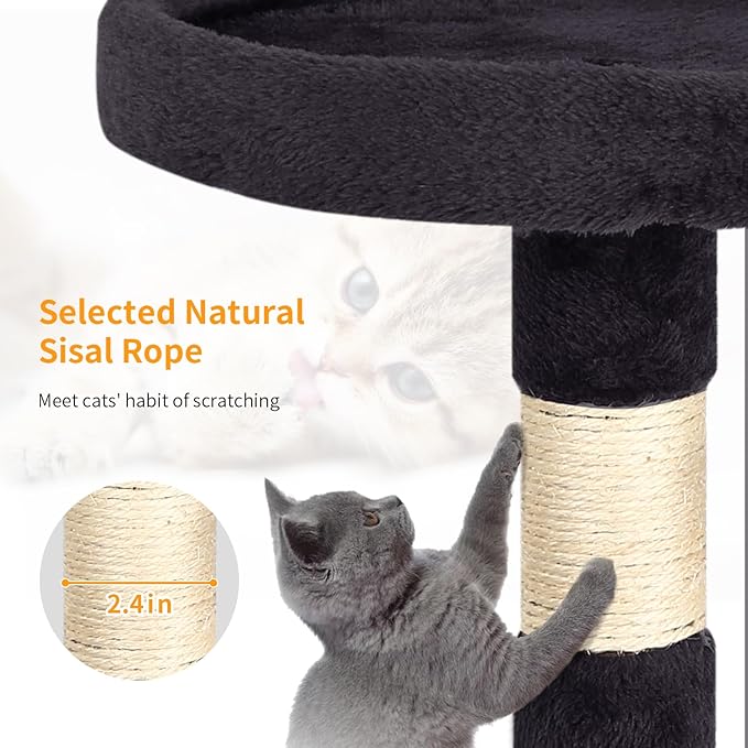 BestPet | 36" Cat Tree Tower | Dark Gray | Sturdy Multi-Level Cat Tree with Plush Condo, Cozy Perch, Sisal Scratching Posts, Hanging Toy and Stable Frame | Easy Assembly | for Kittens & Adult Cats