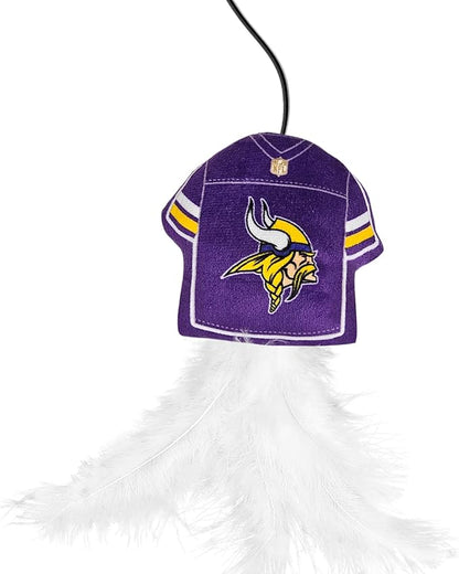 NFL Minnesota Vikings Team Jersey Wand with CAT NIP, Cat Toy Jersey Shaped Plush Teaser Toy for Cats & Kittens - Interactive Pet Toy for Play & Exercise