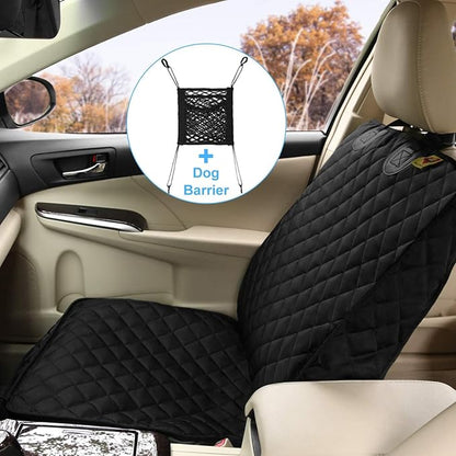 Bark Lover Deluxe Dog Seat Cover for Front Seat-More Durable Waterproof Front Seat Protector, High Heat Resistant and Nonslip Front Seat Cover for Dogs Kids, Universal Size (Black)