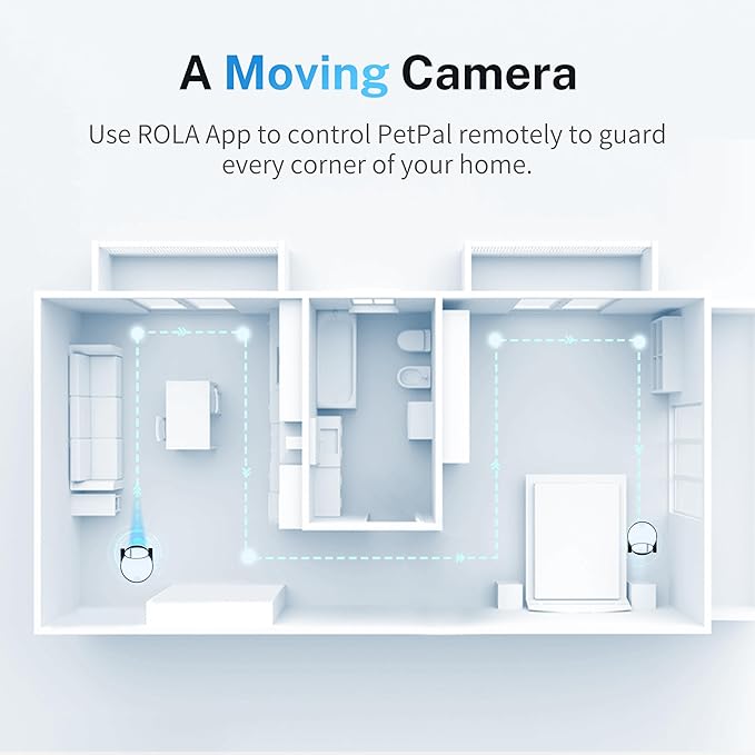 Enabot EBO ROLA PetPal FamilyBot Pet Camera Robot with Treat Dispenser: 2.5K Mobile Dog Camera Robot Battery-Powered with Phone App, 2-Way Talk, Night Vision, Interchangeable Modular Design