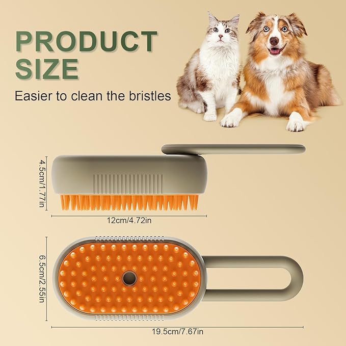 4 in 1 Cat Steam Brush for Shedding, Cat Brush with Steam, Pet Groomer Comb for Massage, Cleaning, Shedding & Combing, Hair Removal Comb for Cats Dogs (White, For short hair)