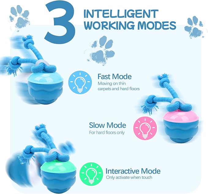 2026 New Interactive Dog Toys, Automatic Moving Dog Ball for Small/Medium/Large Dogs, Interactive Smart Rolling Dogs Toy Ball with Light Up to Keep Them Busy(Blue)