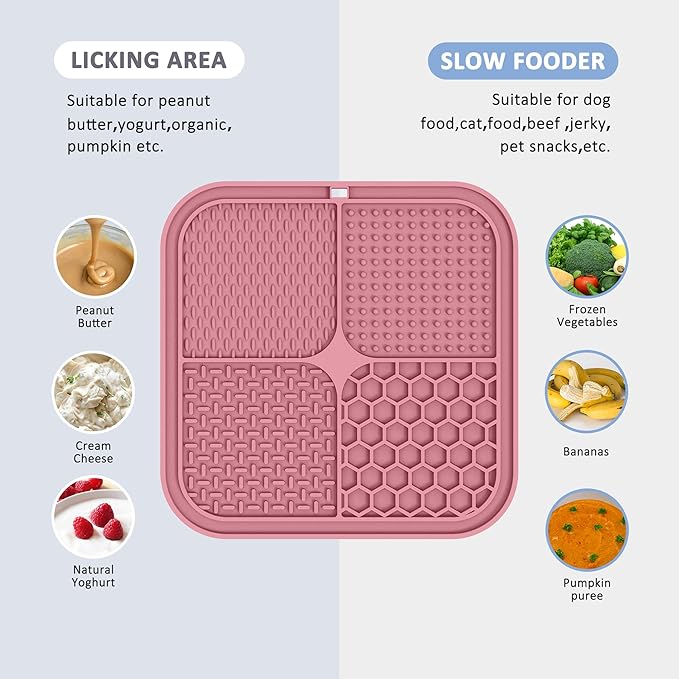 2 Pack Lick Mat for Dogs,Cats,Upgraded 8.5×8.5 inches Licking Mats with Suction Cups,Slow Feeder Licking Pad for Anxiety Relief and Boredom Reducer,Suitable for Dog Training Set 8