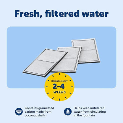 PetSafe Drinkwell Replacement Carbon Filters - Activated Carbon Cat Water Fountain Filter for Clean & Fresh Water & Better Taste - Fountain Cartridge Refill - 3 Pack