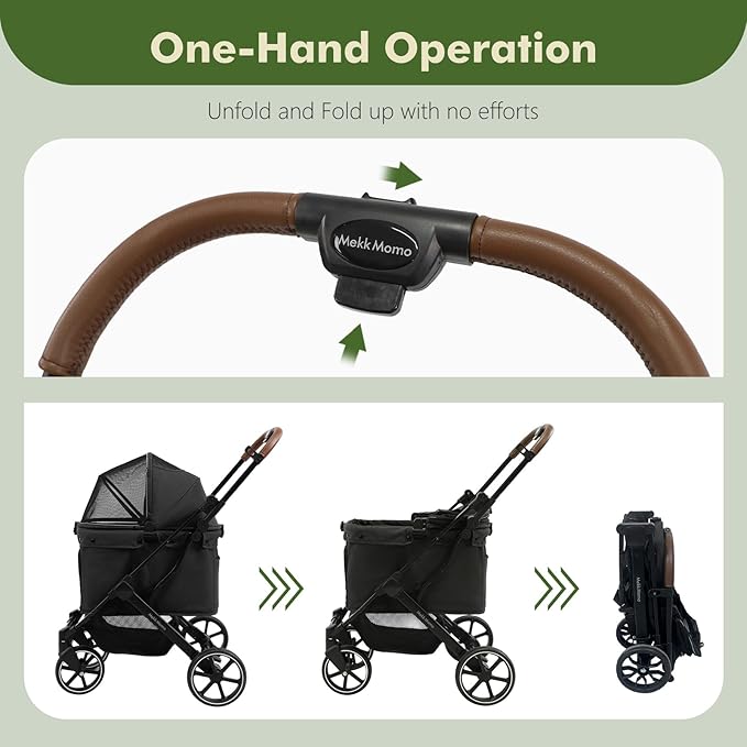 Dog Strollers for Small Dogs and Cat, Pet Stroller for Medium Dogs Cats Up to 45 lbs, One-Hand Fold, Cat Strpller, Black