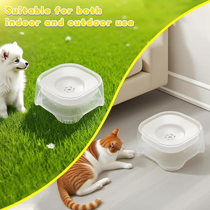 Splash-Proof Cat & Dog Water Bowl 2L Anti-Spill Design Reduces Refill Frequency Splash-Resistant Bowl Keeps Surroundings Clean Slow-Drink Bowl Designed for Pets Who Splash Water (White)