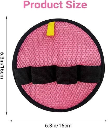 4Pack Pet Hair Removal Glove for Cats and Dogs, Four-Finger Circular Design with Soft Lining and Hanging Loop, Reusable Pet Grooming Gloves for Clothing, Carpet, Car Seats (Pink)