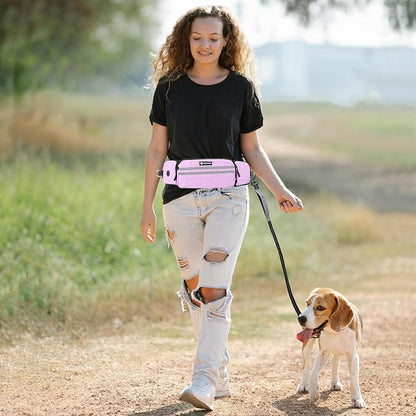Hands Free Dog Leash with Puppy Walking Fanny Pack for Large Medium Small Dogs, Heavy Duty Durable Reflective Waist Bungee Leash for Pet Training,Night Walking Running Jogging Hiking