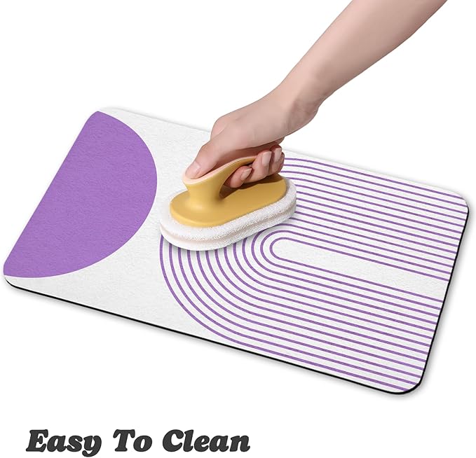 Dog Food Mats,Cat Absorbent Water Bowl Feeding Mats Pet Placemats for Food and Water Purple Bohemia 24 * 32 inch