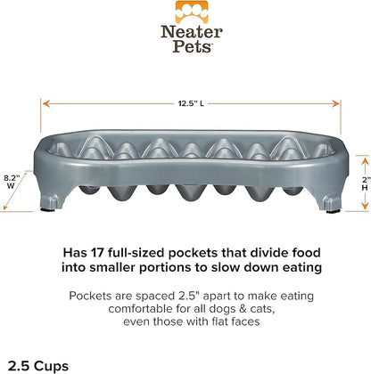 Neater Pet Brands Neater Slow Feeder Dog Bowls, Slows Down Fast Eaters to Help Digestion & Prevent Overeating, Non-Slip Food Bowl, BPA-Free, Holds 2.5 Cup of Food for Small to Medium Breed or Puppy