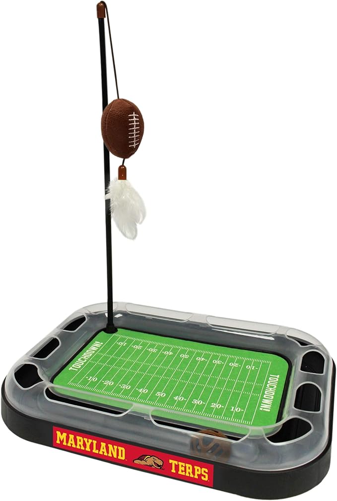 Pets First CAT Scratcher & Plush Football Toy with Catnip, Feather & Jingle Bell Interactive Ball - 5-in-1 Kitty Toy