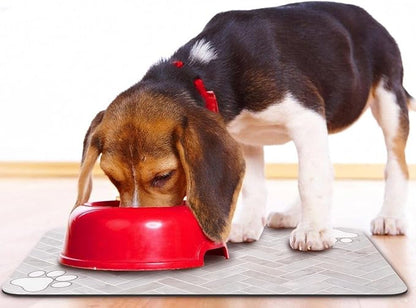 Dog Food Mats,Cat Absorbent Water Bowl Feeding Mats Pet Placemats for Food and Water White Wood Grain 17 * 30 inch