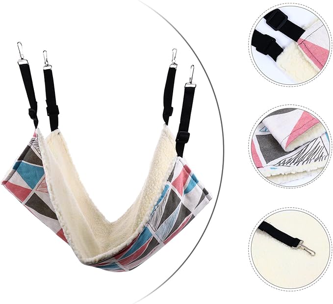 Uonlytech Warm Cat Hammock Hanging Bed with Fleece Lining Large Colorful Triangle Cat Sleeping Mat Pet Cage Nest