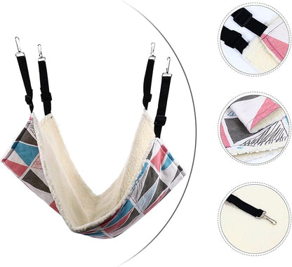 Uonlytech Warm Cat Hammock Hanging Bed with Fleece Lining Large Colorful Triangle Cat Sleeping Mat Pet Cage Nest