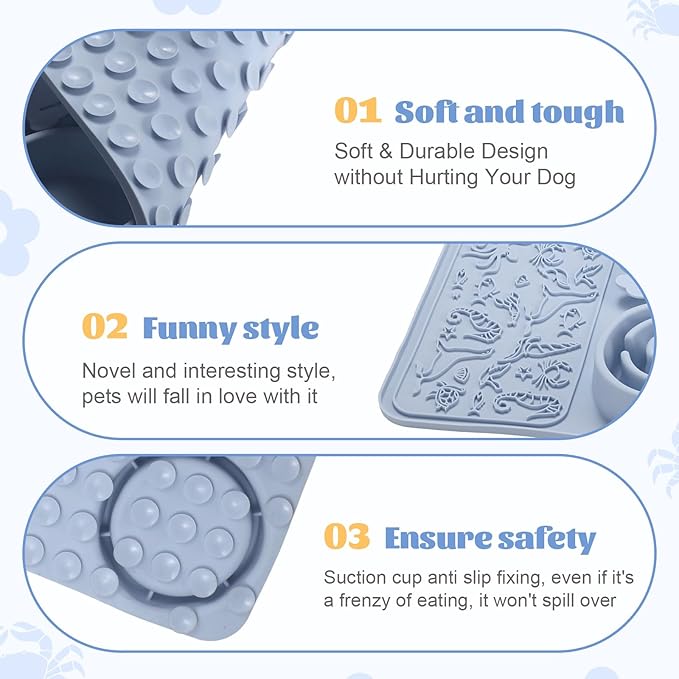 Silicone Lick Mat for Dogs & Cats – Slow Feeder Dog Bowl, Non-Slip Licking Mat for Large & Small Breeds, Puzzle Feeder & Snuffle Mat for Fast Eaters, Interactive Pet Food Mat