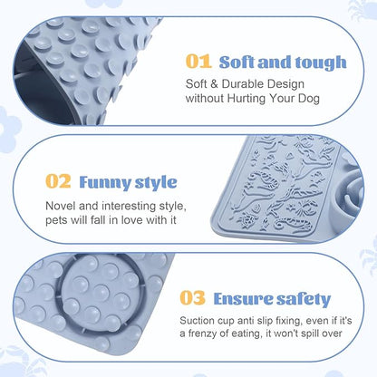 Silicone Lick Mat for Dogs & Cats – Slow Feeder Dog Bowl, Non-Slip Licking Mat for Large & Small Breeds, Puzzle Feeder & Snuffle Mat for Fast Eaters, Interactive Pet Food Mat