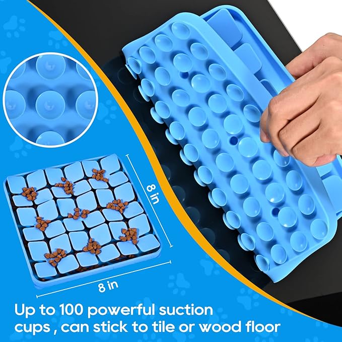 Silicone Snuffle Mat for Dogs, Slow Feeder Lick Mat with Suction Cups, Dog Puzzle Feeder Toys for Smell Training & Slow Eating (Blue)