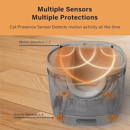 self Cleaning Litter Box Large Capacity, Automatic Cat Litter Box Open-Top Design for Multiple Cats with Integrated Safety Protection Includes Waste Bags (2026 Upgraded Model)
