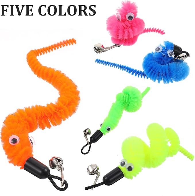 25 Pcs Cat Wand Replacement Worms Refill Cat Wand Attachment Toys Interactives Durable Toy Accessories with Bells Interactive for Teaser Play and Chase Exercise with Kitten Indoor Multi Colored