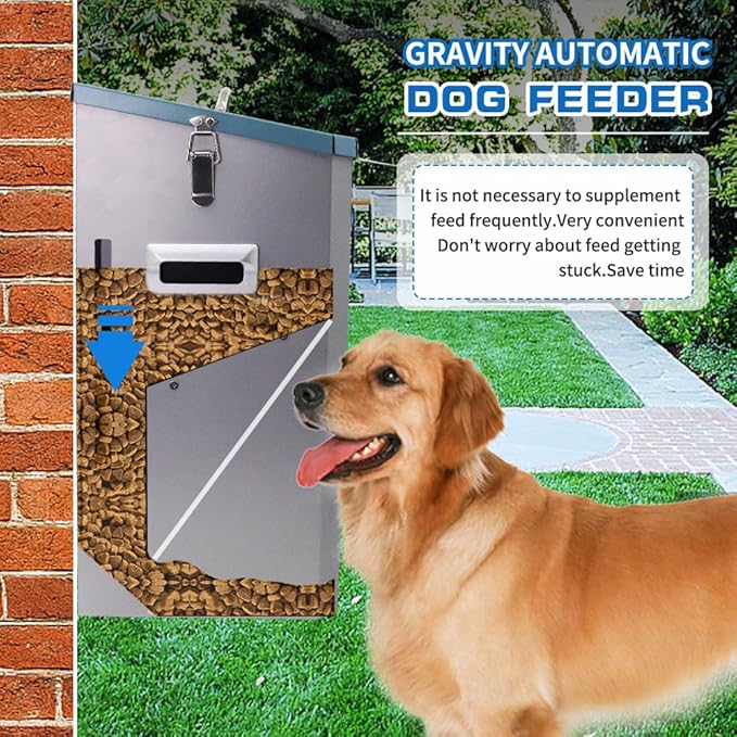Automatic Dog Feeder 30lb Large Gravity Pet Food Dispenser Hanging for Outdoor and Indoor