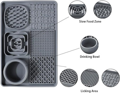 Slow Feeder Dog Bowls Silicone Bowl with Non-Slip Rubber Base Lick Mat for Dogs Snuffle Mat for Pet Smell Training Interactive Sniff Mat for Slow Eating